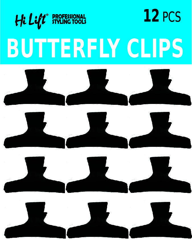 HI LIFT BUTTERFLY CLIPS 12pcs - Black